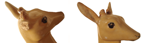 Restauració de dos cervatells dels Germans Serra, detall de la restauració Restauració de dos cervatells dels Germans Serra, detall de la restauració