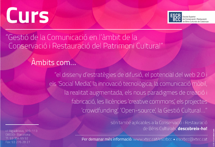 Banner del curs de gestió cultural a l'ESCRBCC